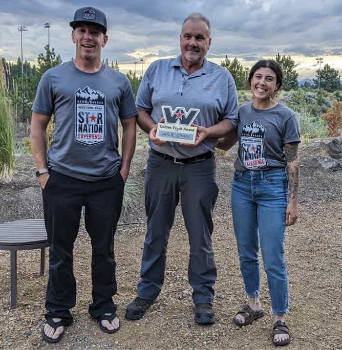 Jarrett, Charlie, and Tatiana with Western Star vehicle